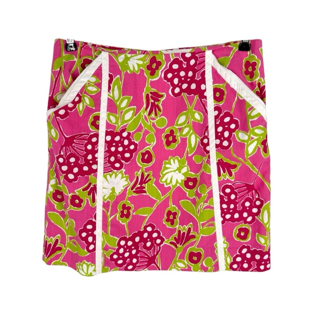Lilly Pulitzer Mini Skirt Womens Size 4 Bright Pink Floral Hotty Pink Bloomers